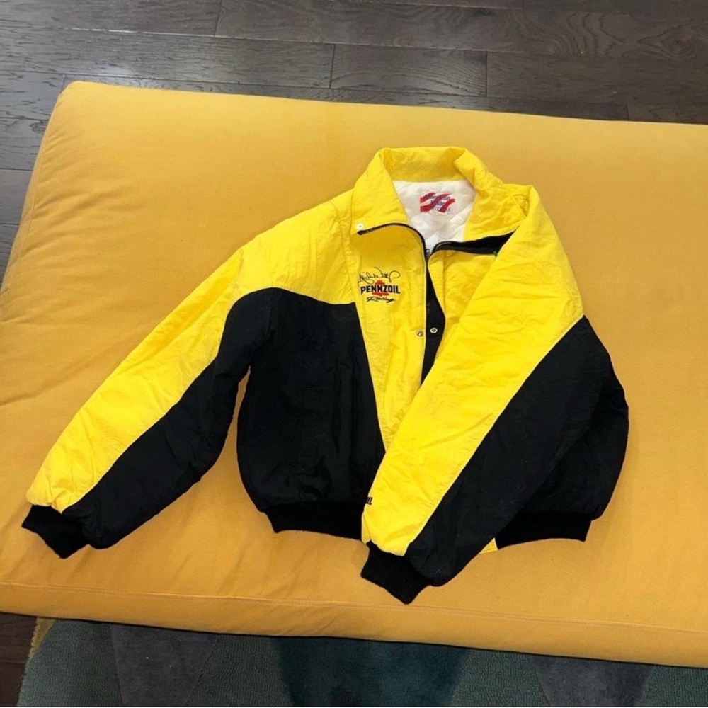 Yellow and black 90s vintage racing jacket Pennzoil XL